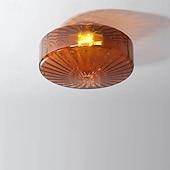 cheap Flush Mounts &amp; Semi Flush Mounts-Green/AmberCeiling Light Fixture Retro Glass Flush Ceiling Light Farmhouse Semi-Flush Mount Fixture with Drum-Shaped Glass Shade flush light suitable for hallways bedrooms living rooms and bathroom