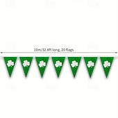cheap St. Patrick's Day-St. Patrick's Day Triangle Flag Banner, Shamrock Pennant Garland for Indoor &amp; Outdoor Party Decorations, Seasonal Holiday Celebrations, Irish Festival Decor