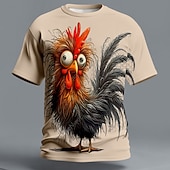 economico Magliette con stampa animale-Per uomo Animale Pulcino Divertente Maglietta Manica Corta maglietta Stampa 3D Girocollo Camicia Esagerato Designer Feste Ferie Blu Nero Arancione Estate Primavera Abbigliamento S M L XL XXL XXXL