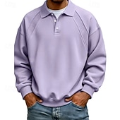 preiswerte Klassisches Poloshirt für Herren-Herren Polo Poloshirts Lässig Straße Revers Langarm Basic Modern Einfach Knöpfe Frühling Herbst Normale Passform Blau Schwarz Weiß Hellgrün Rote Marineblau Polo