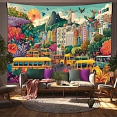 abordables Tapices de pared-Mardi Gras tapiz Carteles Manta Guacamayo Parrot Río de Janeiro Lujo Colorido 3D Fiesta Sala Fondos de disparos Baile de Máscaras Decoración del hogar