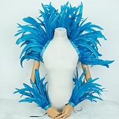 Χαμηλού Κόστους αξεσουάρ-Καθαρενικά 2026 Ρίο Καρναβάλι Σάμπα Αξεσουάρ Καρναβάλι Κόκκινο Και Κίτρινο Φτερό Στολή Σετ Μανίκι Ωμού  Καλύμματα Βραχίονα Για Μάρντι Γκρας Χορό Πάρτι Βραζιλία Φεστιβάλ Ενδυμασίας