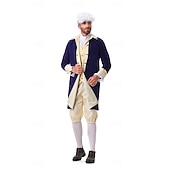  250. výročí USA Rokoko Barroco Úbory Dlouhé rukávy George Washington Alexander Hamilton Koloniální Maškarní kostým Pánské Karneval Den nezávislosti 4. července Dospělí Kabát Kalhoty Límeček