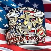  Значок к 250-летию Корпуса морской пехоты и ВМС США Военный эмблемный значок Корпуса морской пехоты и армии Броши из сплава для коллекции ветеранов и ювелирные изделия семиквинтескеннального
