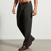 halpa Löysä-Miesten Housut Puvunhousut Vohveli housut Edessä tasku Suora jalka Yhtenäinen väri Raita Mukavuus Täyspitkä Päivittäin liiketoiminta Pyhäpäivä Muoti Tyylikästä ja modernia Musta Laivaston sininen