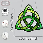 cheap St. Patrick's Day-St. Patrick's Day Sun Catcher, Large Celtic Knot Window Hanging Decoration, Painted Glass Effect in Green, Gold, Black &amp; Emerald