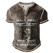  Męskie Tekst Podkoszulek Koszula Henley Krótki rękaw Codzienny Wiosna Na każdy sezon Niebieski Szary Zielony Khaki Henley Koszulka Henley