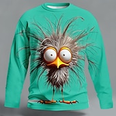 economico Magliette con stampa animale-Per uomo Animale Divertente Maglietta Manica Lunga maglietta Stampa 3D Girocollo Camicia Moda Essenziale Casuale Quotidiano Streetwear Blu Nero Giallo Estate Primavera Abbigliamento S M L XL XXL XXXL