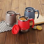 abordables Verres et tasses-Tasse à café isotherme en acier inoxydable, mug à double paroi avec couvercle pour boissons chaudes &amp;Gobelet isotherme de 500 ml (16,91 oz), idéal pour la maison, les activités de plein air, le