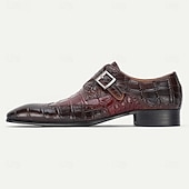 billige Klassiske Pensko-Herreloafers i skinn med krokodillemønster, elegant spennedesign, premium formelle sko for forretnings- og spesielle anledninger