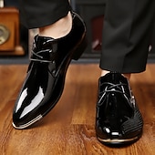 お買い得  ダービーシューズ-メンズブラウンパテントフェイクレザーオックスフォードシューズ - クロコダイルエンボス加工が施された洗練されたスタイリッシュなデザイン。結婚式やフォーマルなイベントに最適です。