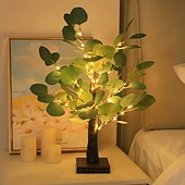 cheap Decorative Lights-Eucalyptus tree simulation tree LED tree light decoration light 50cm/19.69Inch AAA battery USB dual-use indoor spring and summer bedroom living room desktop decoration light atmosphere light