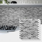 abordables Pegatinas de pared-Azulejos autoadhesivos de mármol para salpicadero, 10 hojas, para cocina, lavadero, caravana, alquiler, 12 x 12 pulgadas