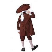  250th Anniversary USA Rococo Baroque Outfits Long Sleeves George Washington Colonial Revolutionary War Costumes Fancy Dress Boys' Carnival Independence Day 4th of July Kid's Coat Pants Collar