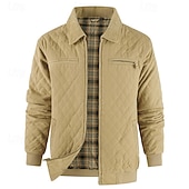 economico Giubbotti e cappotti da uomo-Per uomo Cappotto Invernale Giacca trapuntata Giacca Casual Casuale Quotidiano Calore Termico Tasca Cerniera completa Autunno Inverno Semplice Streetwear Quotidiano Collo ripiegato Regolare Nero