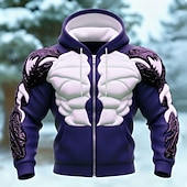 economico Pattern 3D-Per uomo Muscolo Illusione ottica Felpa con Cappuccio Giacca di pelle Felpa Vichingo 3D Fantasia Stampa su tutta la superficie Manica Lunga Con cerniera Abbigliamento casual alla moda Vacanza Uscire