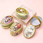 economico Pasqua-Confezione da 4 scatole ovali di latta a forma di coniglietto pasquale con manici, contenitori per conservare le uova di Pasqua, contenitori di metallo portatili per bambini, ideali per biscotti,