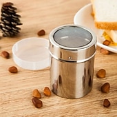 halpa Keittiövälineet ja -laitteet-tomusokerisirotin, pölypurkki ruostumattomasta teräksestä, pölypurkki hienosilmäinen jauhepurkki kannella, jauhoannostelija suklaajauheelle, leivontatarvikkeet, keittiötarvikkeet