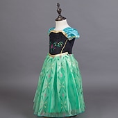 Недорогие Костюмы для девочек-Снежная Королева Морозный Сказка Принцесса Анна Платье девушки цветка Костюм для тематической вечеринки Тюль Платья Косплей for Девочки Детские Рождество Карнавал Маскарад Свадьба Свадебный гость