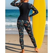 preiswerte Surfen Tankinis &amp; Bikinis-Damen Anti UV Shirt Badeanzug 2 Teile Tropisch UV Schutz Elastisch Langarm Bademode Surfen Strand Schwimmen Frühling
