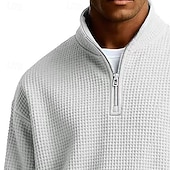 Недорогие Базовые толстовки-Муж. Толстовка Вафельная толстовка Толстовка с капюшоном и пуловером Толстовка с застежкой-молнией Абрикосовый Черный Белый Светло-зеленый Темно синий Воротник-стойка Полотняное плетение