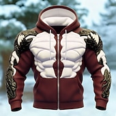 economico Pattern 3D-Per uomo Muscolo Illusione ottica Felpa con Cappuccio Giacca di pelle Felpa Vichingo 3D Fantasia Stampa su tutta la superficie Manica Lunga Con cerniera Abbigliamento casual alla moda Vacanza Uscire