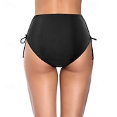 Χαμηλού Κόστους Μπικίνι σλιπ-Γυναικεία Μαγιό 2 κομμάτι Προκλητικό Μαγιό Κορδόνι Διακοπές Ρούχα παραλίας Συμπαγές Χρώμα Αμάνικο Μαγιό