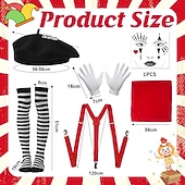 baratos Trajes Femininos-Mais Acessórios Fantasia fantasia Mímico Palhaço Mímico circo Traje Cosplay Listrado Adulto Mulheres Dia Das Bruxas Carnaval Festa Espetáculo Vestir-se