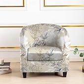 cheap Armchair Cover &amp; Armless Chair Cover-Club Chair Cover Striped, Plant, and Geometric Printed Polyester Slipcovers for Living Room, Bedroom, and Home Office
