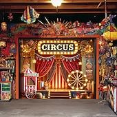 billige Garasje- og dørbanner-Mardi gras Garasjeportdeksel Stor opphengning sirkus Luksus 3D Party Utendørs Bakgrunner for skyting Inngangsdør Maskerade Hjemmedekor