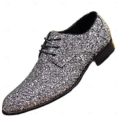 economico Scarpe da uomo-Scarpe da festa glitterate viola per uomini di Mardi Gras scarpe eleganti scintillanti con lacci design alla moda con dettagli metallici perfette per Carnevale festival e occasioni speciali