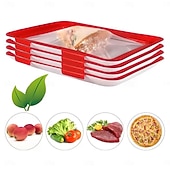 baratos Arrumação de Cozinha-Conjunto de 2/4 recipientes empilháveis para armazenamento de alimentos na geladeira com vedação a vácuo, caixas organizadoras de cozinha de alta qualidade para frutas, verduras, pão e carne.