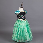 Недорогие Костюмы для девочек-Снежная Королева Морозный Сказка Принцесса Анна Платье девушки цветка Костюм для тематической вечеринки Тюль Платья Косплей for Девочки Детские Рождество Карнавал Маскарад Свадьба Свадебный гость