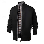 billige cardigangenser for menn-Herre Genser Cardigan Genser Glidelås genser Riflet Strikke Vanlige topper Strikket Helfarge Høyhalset Nøytral Mote Avslappet Dagligdagstøy Klær Høst Vinter Navyblå M L XL