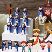 abordables Pascua de Resurrección-50/100 piezas de pequeñas figuras de Jesús, mini figuras de Jesús a granel, regalo de Pascua, pequeñas estatuas para rellenar huevos de Pascua, pequeñas figuras de Jesús multicolores, figuras en