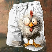 levne Zvířata a ptáci-Pánské Kočka Kachna Kuřata Frizzle Plavecké trenýrky Plavky pánské Surfovací šortky Středně vysoký pas Legrační Venkovní Dovolená Boční kapsy Podšívka ze síťoviny Elastická šňůrka v pase Návrhář