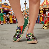 economico Scarpe da donna-Scarpe Slip-On in Tela con Stampa di Maschere da Carnevale da Donna per Mardi Gras - Calzature Festive e Leggere con Vestibilità Larga per Parate Celebrazioni in Strada Feste a Tema e Uscite Estive