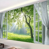 Χαμηλού Κόστους Ταπετσαρίες τοίχου-ταπισερί Σημαιάκια Κουβέρτα Ρουστίκ Παράθυρα Δέντρο Μοντέρνα 3D Υπνοδωμάτιο Σαλόνι Κοιτώνας Δωμάτιο Εφήβων Κοιτώνας Κολλεγίου Βεράντα τοίχου Διακόσμηση Σπιτιού