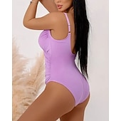 preiswerte One Pieces Rash Guards-Damen Badeanzug Badeanzüge Einteilige Einfarbig Geometrie UV Schutz Hohe Elastizität Ärmellos Bademode Surfen Tauchen Schnorcheln Sommer