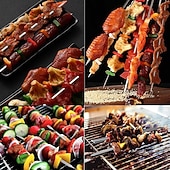 رخيصةأون أدوات وأجهزة المطبخ-أسياخ شواء من الفولاذ المقاوم للصدأ 304 بطول 35 سم / 13.8 بوصة، أسياخ كباب مسطحة مع أنبوب تخزين معدني محمول عريض، أعواد شواء قابلة لإعادة الاستخدام للحوم والروبيان والدجاج والخضروات