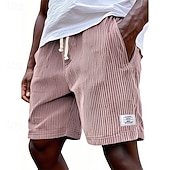 cheap Casual Shorts-Men's Shorts Casual Shorts Corduroy Shorts Pocket Elastic Waist Plain Breathable Knee Length Outdoor Vacation Daily Wear Vacation Fashion White Navy Blue Micro-elastic