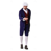  250. rocznica USA Rokoko Barok Stroje Długie rękawy George Washington Kolonialne Wojna o niepodległość Strój na bal maskowy Męskie Karnawał Dzień Niepodległości 4 lipca Doroślu Płaszcz Spodnie