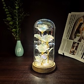 olcso Dekoratív fények-Üveg rózsa örök kristály virág világító rózsák üvegdóm alatt ajándékok nőknek anyának nagymamának feleségnek nővérének