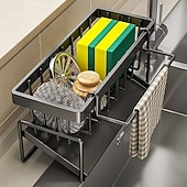 billiga Event &amp; Party Supplies-Praktisk hyllställning multifunktionell plastförvaringsuppsättning för kök och badrum - hängande förvaringsställ för kranar lämplig för disktrasor, svampar, borstar - hållbar, lättrengjord