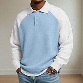  Férfi Gofris pólóingek Szabadtéri Hétköznapi Hajtóka Hosszú ujj Divat Modern Tömör szín Kötött Tavasz & Ősz Minden évszak Laza öltözet Fekete Sötétkék Bíbor Szürke Világoskék Gofris pólóingek