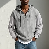voordelige basic hoodies voor heren-Voor heren Jacquard Trui met capuchon Hoodie met kwartrits Lichtgroen Lichtgrijs Capuchon Effen Lapwerk Kleurenblok Met Textuur Casual Dagelijks Sport &amp; Outdoor Streetwear Stoer Sportkleding Herfst