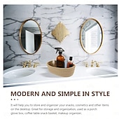 economico Portagioie e porta trucchi-eleganti cestini ovali in tessuto intrecciato con corda - organizer da scrivania pieghevoli e decorativi per cosmetici e snack &amp;chiavi con elegante design a forma di barca, senza stampa, facile