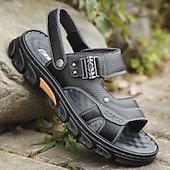 billiga Casual Sandals-Men's Brown  Velcro Sandals – Adjustable Strap Design with Comfortable Footbed, Ideal for Casual Wear, Beach Trips and Outdoor Activities