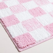 رخيصةأون حصيرة حمام-سجادة حمام ماصة للرطوبة، سريعة الجفاف، مانعة للانزلاق، سميكة، بتصميم مربعات، مناسبة لمدخل الحمام أو الدش