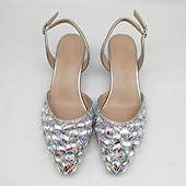  נעלי עקב מחודדות ורודות לנשים עם ריינסטון – נעלי חתונה, שושבינות ומסיבות אלגנטיות